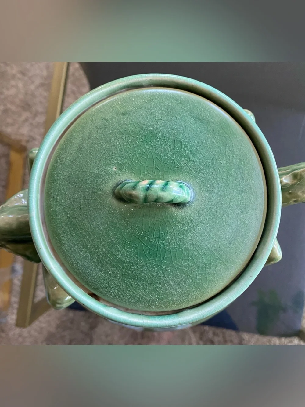 VTG 1980s Alien Xenomorph Chestburster Green Ceramic Pitcher w Lid Display Base